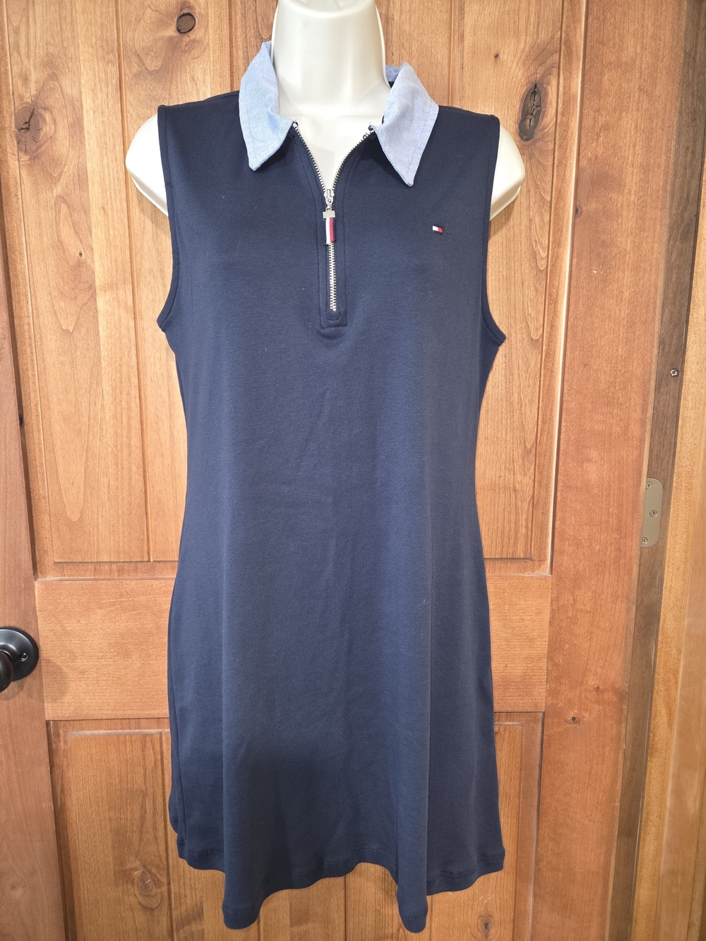 Tommy Hilfiger Navy Sleeveless Polo Dress with Contrast Collar